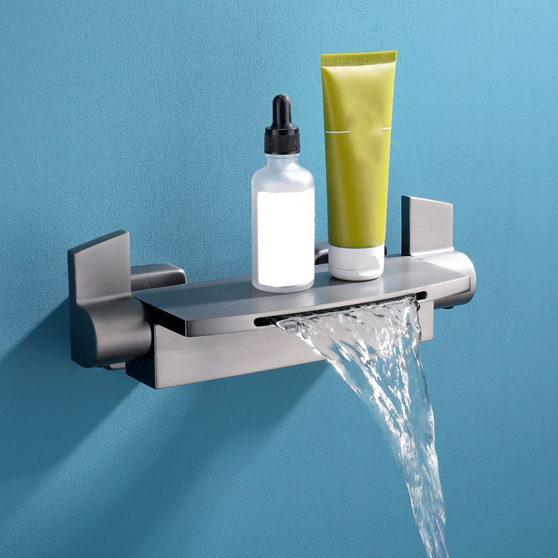 Modern Tub Faucet Trim Copper with Handles and Diverter Wall Mount Bath Filler Trim Clearhalo 'Bathroom Remodel & Bathroom Fixtures' 'Bathtub Faucets' 'bathtub_faucets' 'Home Improvement' 'home_improvement' 'home_improvement_bathtub_faucets' 7126562