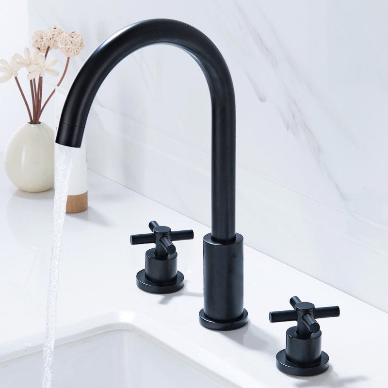 Modern Roman Tub Faucet Set Copper Deck-Mount with Handles Bathtub Faucet Black 3 Hole Faucets Hand Shower Not Included Clearhalo 'Bathroom Remodel & Bathroom Fixtures' 'Bathtub Faucets' 'bathtub_faucets' 'Home Improvement' 'home_improvement' 'home_improvement_bathtub_faucets' 7126628