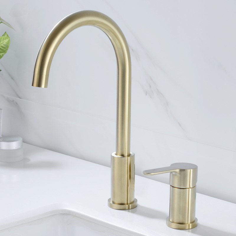 Modern Roman Tub Faucet Set Copper Deck-Mount with Handles Bathtub Faucet Gold 2 Hole Faucets Hand Shower Not Included Clearhalo 'Bathroom Remodel & Bathroom Fixtures' 'Bathtub Faucets' 'bathtub_faucets' 'Home Improvement' 'home_improvement' 'home_improvement_bathtub_faucets' 7126647