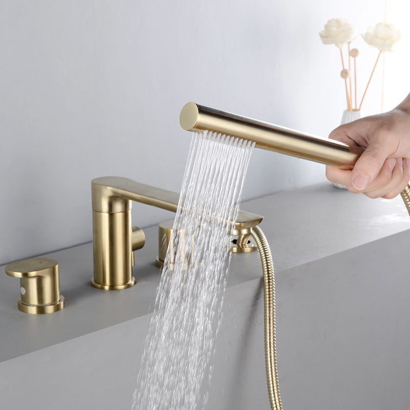 Modern Roman Tub Filler Copper with Hand Shower Deck Mounted Roman Tub Faucet Clearhalo 'Bathroom Remodel & Bathroom Fixtures' 'Bathtub Faucets' 'bathtub_faucets' 'Home Improvement' 'home_improvement' 'home_improvement_bathtub_faucets' 7126659