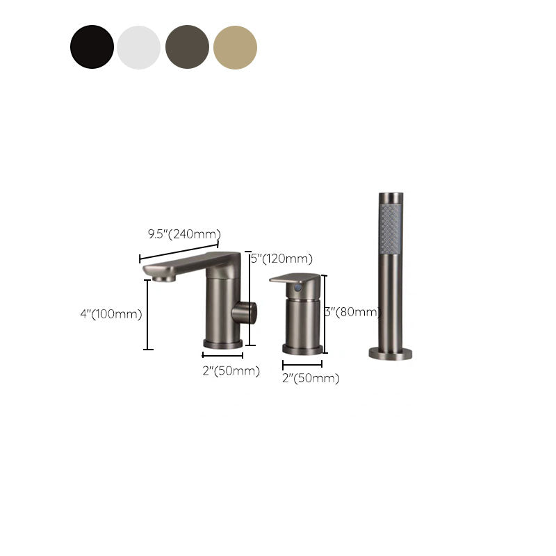 Modern Roman Tub Filler Copper with Hand Shower Deck Mounted Roman Tub Faucet Clearhalo 'Bathroom Remodel & Bathroom Fixtures' 'Bathtub Faucets' 'bathtub_faucets' 'Home Improvement' 'home_improvement' 'home_improvement_bathtub_faucets' 7126669