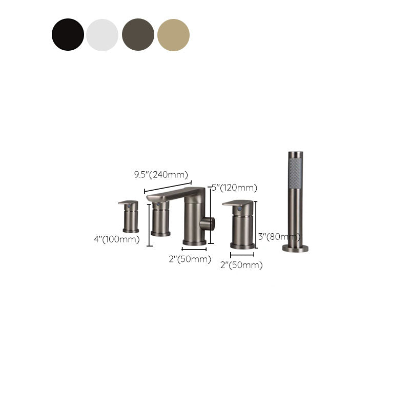 Modern Roman Tub Filler Copper with Hand Shower Deck Mounted Roman Tub Faucet Clearhalo 'Bathroom Remodel & Bathroom Fixtures' 'Bathtub Faucets' 'bathtub_faucets' 'Home Improvement' 'home_improvement' 'home_improvement_bathtub_faucets' 7126671