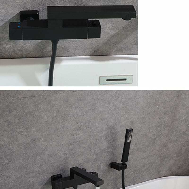 Modern Tub Spouts Copper Wall Mounted with Hand Shower and Knob Handles Tub Filler Clearhalo 'Bathroom Remodel & Bathroom Fixtures' 'Bathtub Faucets' 'bathtub_faucets' 'Home Improvement' 'home_improvement' 'home_improvement_bathtub_faucets' 7126684