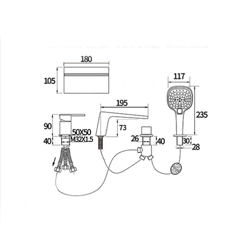 Modern Tub Spout Trim Copper Deck-Mount with Hand Shower and Handles Roman Tub Faucet Clearhalo 'Bathroom Remodel & Bathroom Fixtures' 'Bathtub Faucets' 'bathtub_faucets' 'Home Improvement' 'home_improvement' 'home_improvement_bathtub_faucets' 7126713