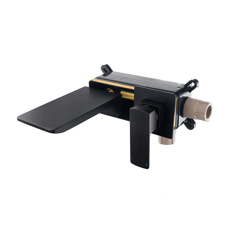 Modern Tub Spout Trim Copper Wall Mounted Waterfall Tub Faucet Trim Matte Black Joined Clearhalo 'Bathroom Remodel & Bathroom Fixtures' 'Bathtub Faucets' 'bathtub_faucets' 'Home Improvement' 'home_improvement' 'home_improvement_bathtub_faucets' 7126719