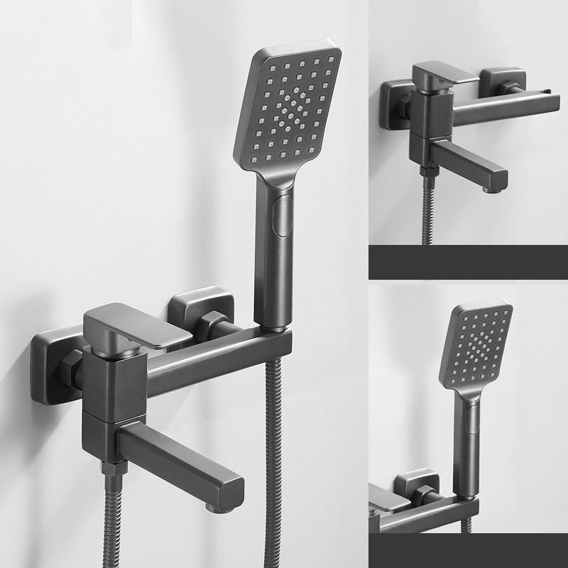 Modern Tub Faucet Trim Copper with Handheld Shower Wall Mounted Bath Filler Faucet & Handshower Clearhalo 'Bathroom Remodel & Bathroom Fixtures' 'Bathtub Faucets' 'bathtub_faucets' 'Home Improvement' 'home_improvement' 'home_improvement_bathtub_faucets' 7126760