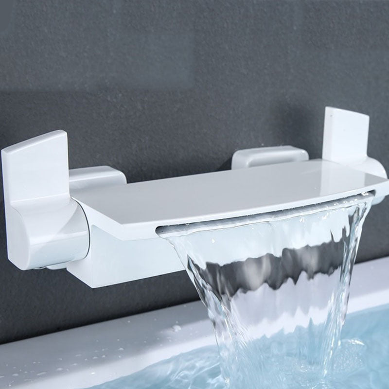 Modern Tub Filler Trim Copper Wall Mounted with Handshower Waterfall Tub Filler White Waterfall Comes Out Clearhalo 'Bathroom Remodel & Bathroom Fixtures' 'Bathtub Faucets' 'bathtub_faucets' 'Home Improvement' 'home_improvement' 'home_improvement_bathtub_faucets' 7126782