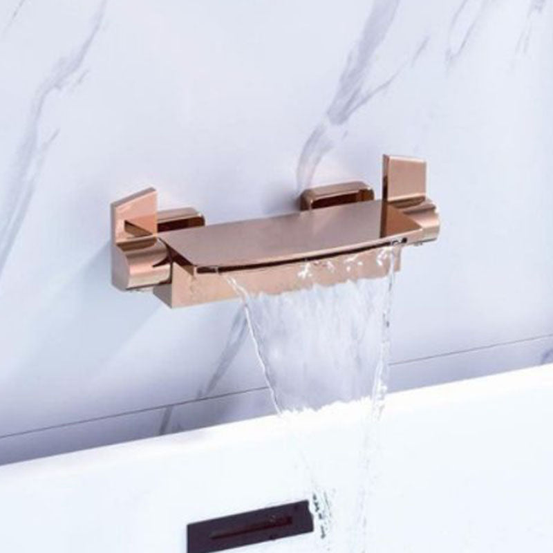 Modern Tub Filler Trim Copper Wall Mounted with Handshower Waterfall Tub Filler Rose Gold Waterfall Comes Out Clearhalo 'Bathroom Remodel & Bathroom Fixtures' 'Bathtub Faucets' 'bathtub_faucets' 'Home Improvement' 'home_improvement' 'home_improvement_bathtub_faucets' 7126797