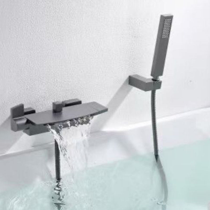 Modern Tub Filler Trim Copper Wall Mounted with Handshower Waterfall Tub Filler Gun Grey Waterfall & Handheld Shower Clearhalo 'Bathroom Remodel & Bathroom Fixtures' 'Bathtub Faucets' 'bathtub_faucets' 'Home Improvement' 'home_improvement' 'home_improvement_bathtub_faucets' 7126800