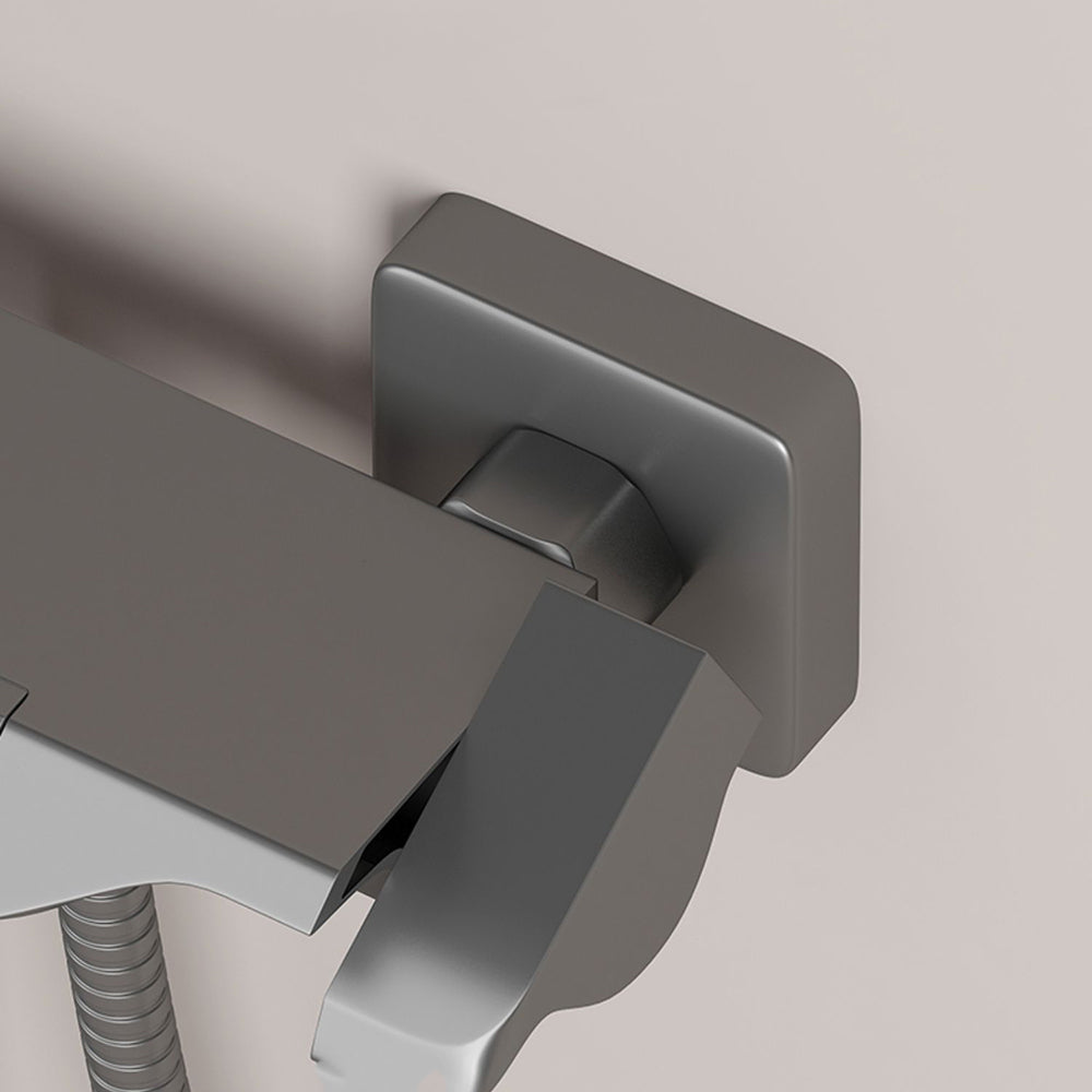 Push Button Shower System Wall Mount Handshower Square Shower System with Shower Hose Clearhalo 'Bathroom Remodel & Bathroom Fixtures' 'Home Improvement' 'home_improvement' 'home_improvement_shower_faucets' 'Shower Faucets & Systems' 'shower_faucets' 'Showers & Bathtubs Plumbing' 'Showers & Bathtubs' 7126875