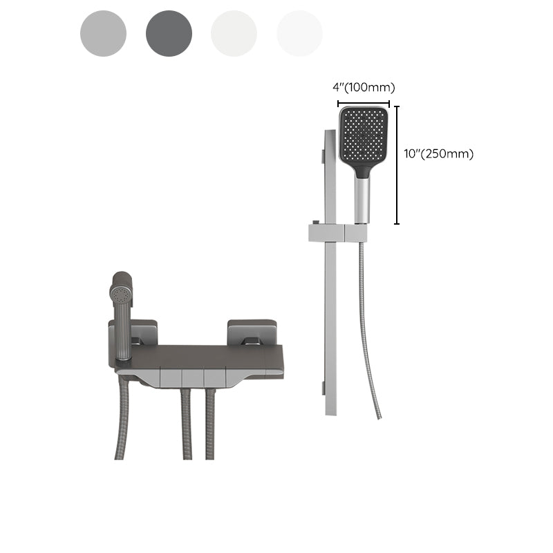 Push Button Shower System Wall Mount Handshower Square Shower System with Shower Hose Clearhalo 'Bathroom Remodel & Bathroom Fixtures' 'Home Improvement' 'home_improvement' 'home_improvement_shower_faucets' 'Shower Faucets & Systems' 'shower_faucets' 'Showers & Bathtubs Plumbing' 'Showers & Bathtubs' 7126877