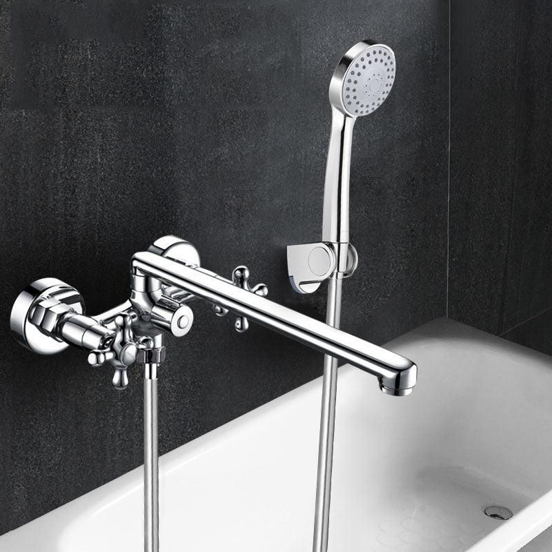 Modern Bath Filler Trim Copper with Handheld Shower Swivel Wall Mount Tub Spout Trim Faucet & Handshower Clearhalo 'Bathroom Remodel & Bathroom Fixtures' 'Bathtub Faucets' 'bathtub_faucets' 'Home Improvement' 'home_improvement' 'home_improvement_bathtub_faucets' 7126907