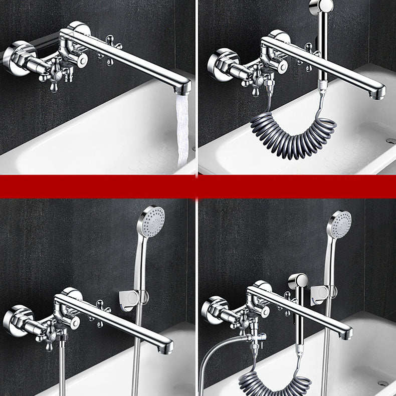 Modern Bath Filler Trim Copper with Handheld Shower Swivel Wall Mount Tub Spout Trim Clearhalo 'Bathroom Remodel & Bathroom Fixtures' 'Bathtub Faucets' 'bathtub_faucets' 'Home Improvement' 'home_improvement' 'home_improvement_bathtub_faucets' 7126908