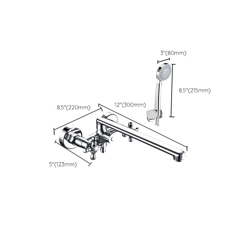 Modern Bath Filler Trim Copper with Handheld Shower Swivel Wall Mount Tub Spout Trim Clearhalo 'Bathroom Remodel & Bathroom Fixtures' 'Bathtub Faucets' 'bathtub_faucets' 'Home Improvement' 'home_improvement' 'home_improvement_bathtub_faucets' 7126920