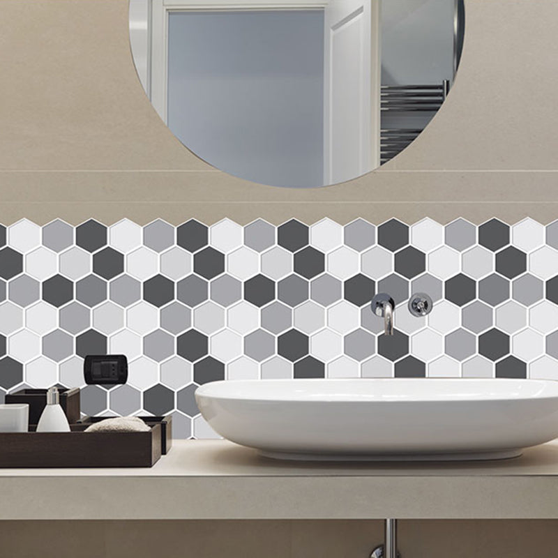 Mosaic Tile Wallpaper PVC Waterproof Peel & Stick Mosaic Tile with Hexagonal Shape Gray-White Clearhalo 'Flooring 'Home Improvement' 'home_improvement' 'home_improvement_peel_stick_blacksplash' 'Peel & Stick Backsplash Tile' 'peel_stick_blacksplash' 'Walls & Ceilings' Walls and Ceiling' 7127117