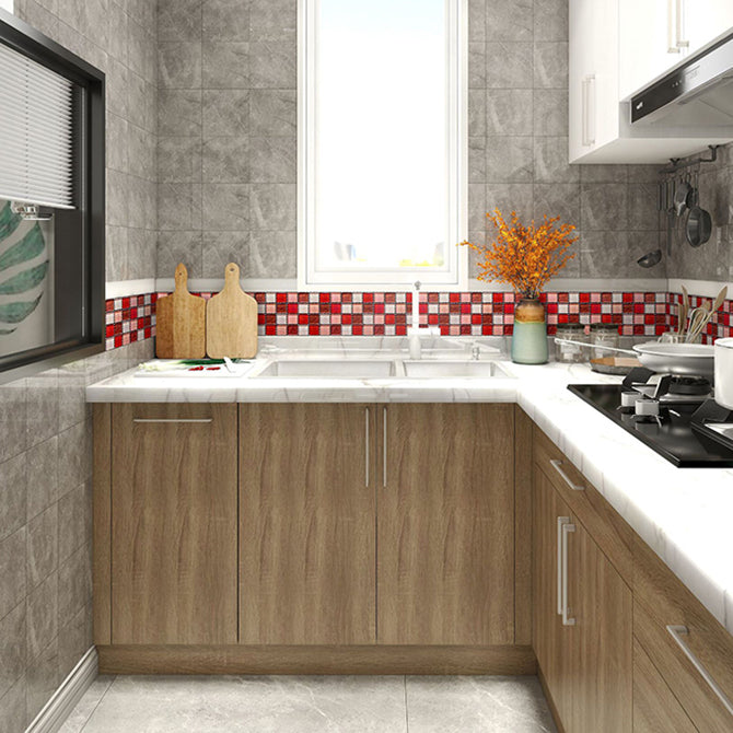 Mosaic Tile Peel and Stick Tile Plastic Waterproof Peel & Stick Mosaic Tile Clearhalo 'Flooring 'Home Improvement' 'home_improvement' 'home_improvement_peel_stick_blacksplash' 'Peel & Stick Backsplash Tile' 'peel_stick_blacksplash' 'Walls & Ceilings' Walls and Ceiling' 7127130