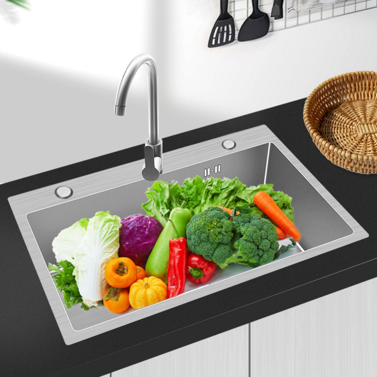 Modern Style Kitchen Sink Overflow Hole Design Drop-In Noise-cancelling Kitchen Sink Clearhalo 'Home Improvement' 'home_improvement' 'home_improvement_kitchen_sinks' 'Kitchen Remodel & Kitchen Fixtures' 'Kitchen Sinks & Faucet Components' 'Kitchen Sinks' 'kitchen_sinks' 7127226