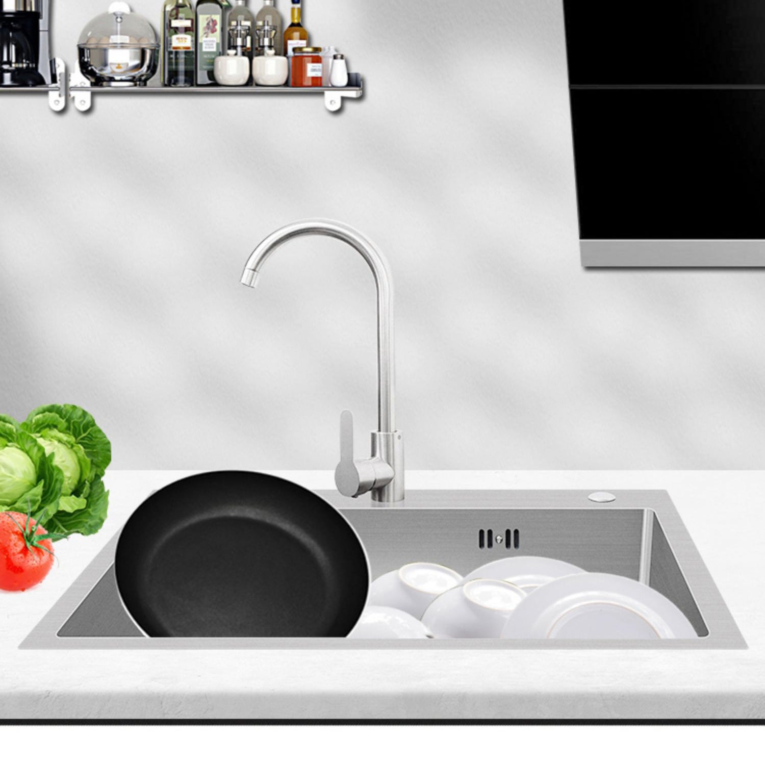 Modern Style Kitchen Sink Overflow Hole Design Drop-In Noise-cancelling Kitchen Sink Clearhalo 'Home Improvement' 'home_improvement' 'home_improvement_kitchen_sinks' 'Kitchen Remodel & Kitchen Fixtures' 'Kitchen Sinks & Faucet Components' 'Kitchen Sinks' 'kitchen_sinks' 7127228