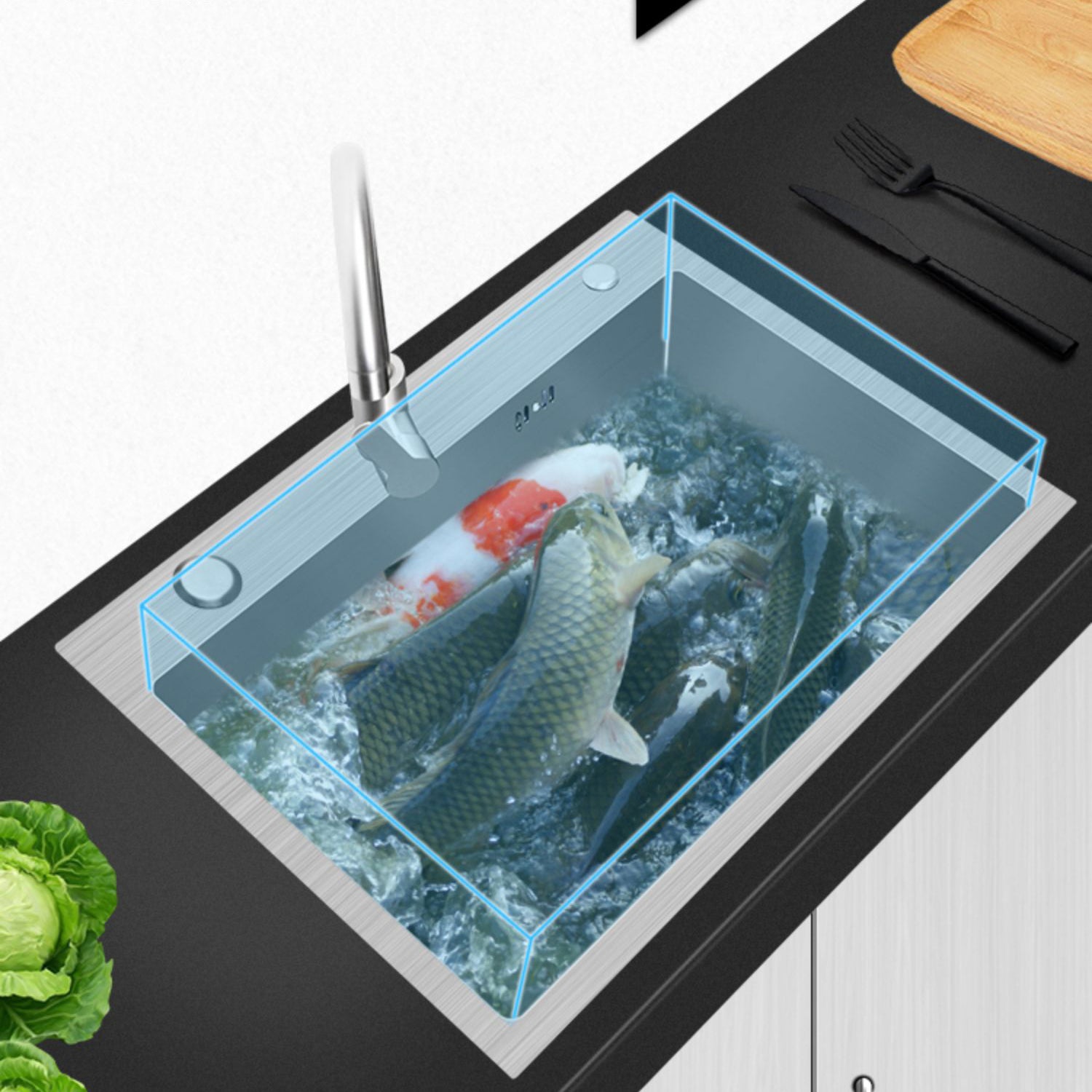 Modern Style Kitchen Sink Overflow Hole Design Drop-In Noise-cancelling Kitchen Sink Clearhalo 'Home Improvement' 'home_improvement' 'home_improvement_kitchen_sinks' 'Kitchen Remodel & Kitchen Fixtures' 'Kitchen Sinks & Faucet Components' 'Kitchen Sinks' 'kitchen_sinks' 7127229