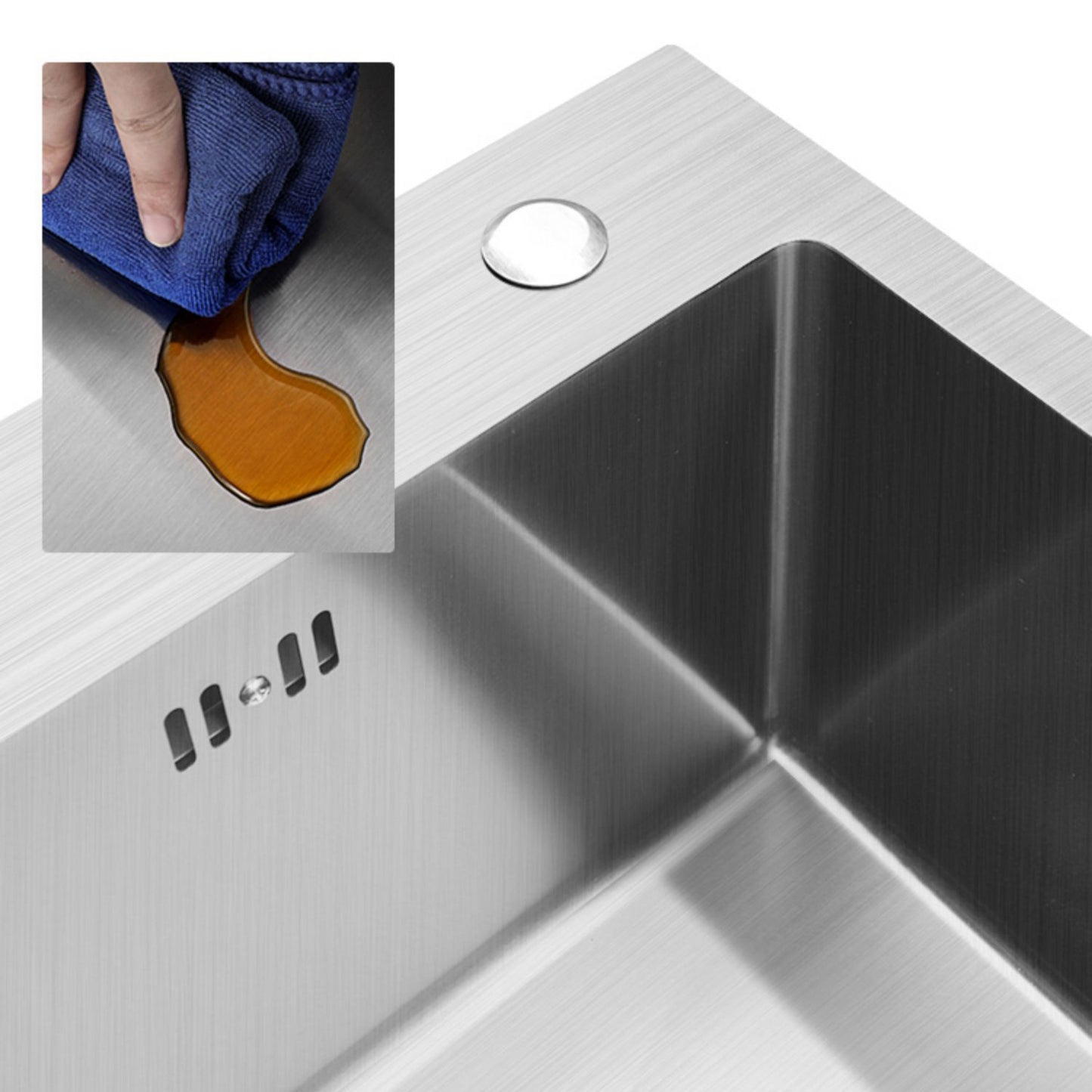 Modern Style Kitchen Sink Overflow Hole Design Drop-In Noise-cancelling Kitchen Sink Clearhalo 'Home Improvement' 'home_improvement' 'home_improvement_kitchen_sinks' 'Kitchen Remodel & Kitchen Fixtures' 'Kitchen Sinks & Faucet Components' 'Kitchen Sinks' 'kitchen_sinks' 7127231