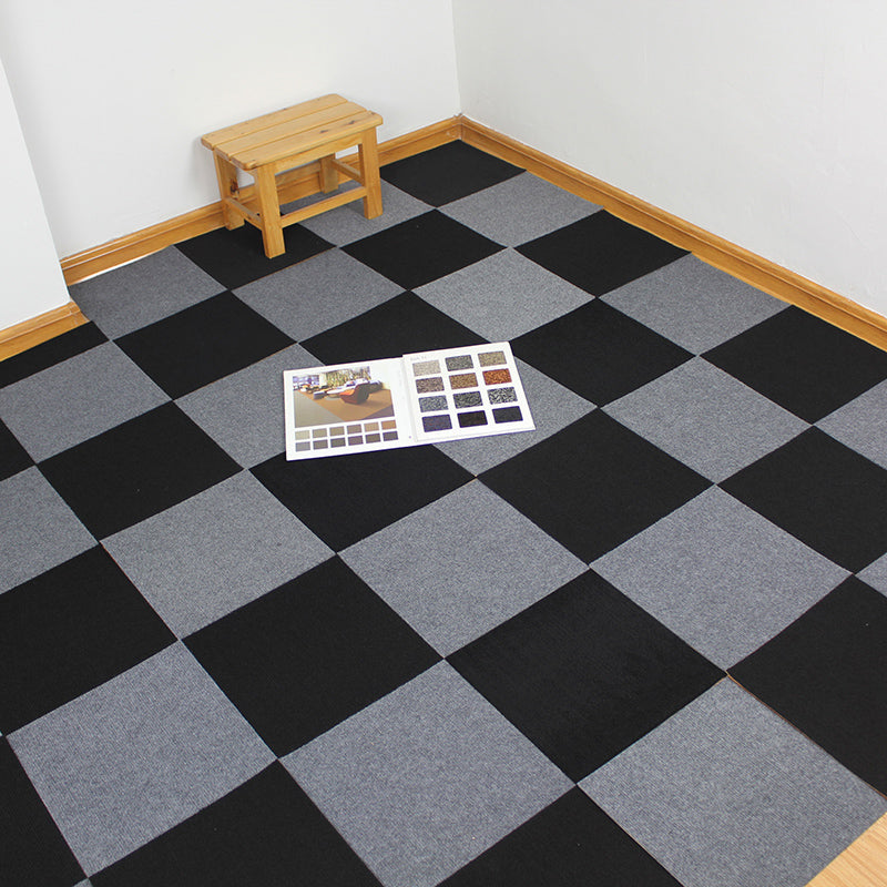 Carpet Tiles 18" X 18" Self-Stick Peel and Stick Level Loop Non-Skid Living Room Black-Gray Clearhalo 'Carpet Tiles & Carpet Squares' 'carpet_tiles_carpet_squares' 'Flooring 'Home Improvement' 'home_improvement' 'home_improvement_carpet_tiles_carpet_squares' Walls and Ceiling' 7127446