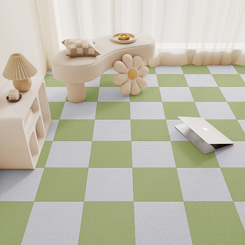 Carpet Tile 12" X 12" Loose Lay Level Loop Non-Skid Living Room Green Gray Clearhalo 'Carpet Tiles & Carpet Squares' 'carpet_tiles_carpet_squares' 'Flooring 'Home Improvement' 'home_improvement' 'home_improvement_carpet_tiles_carpet_squares' Walls and Ceiling' 7127496