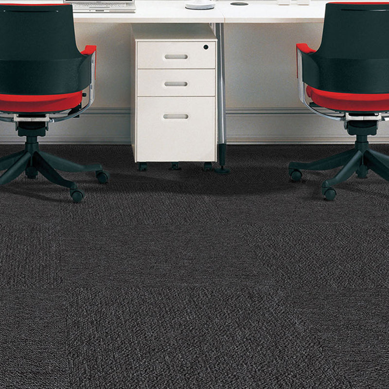 Carpet Tile 20" X 20" Glue Down or Adhesive Tabs Non-Skid Dining Room Black Asphalt Clearhalo 'Carpet Tiles & Carpet Squares' 'carpet_tiles_carpet_squares' 'Flooring 'Home Improvement' 'home_improvement' 'home_improvement_carpet_tiles_carpet_squares' Walls and Ceiling' 7127547