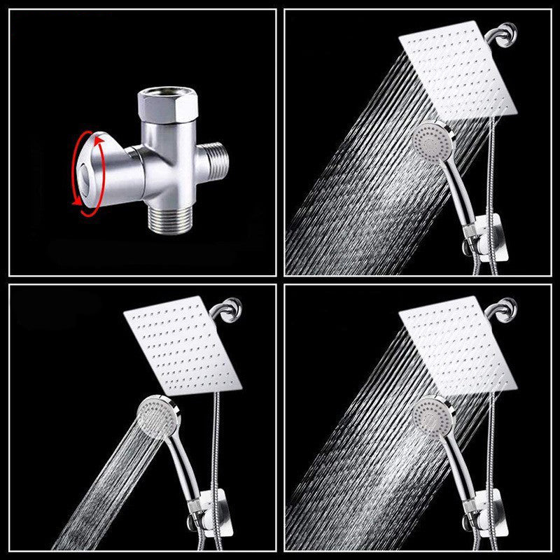 Classic Dual Shower Head Square Large Shower Head with Round Hand Shower Clearhalo 'Bathroom Remodel & Bathroom Fixtures' 'Home Improvement' 'home_improvement' 'home_improvement_shower_heads' 'Shower Heads' 'shower_heads' 'Showers & Bathtubs Plumbing' 'Showers & Bathtubs' 7127804