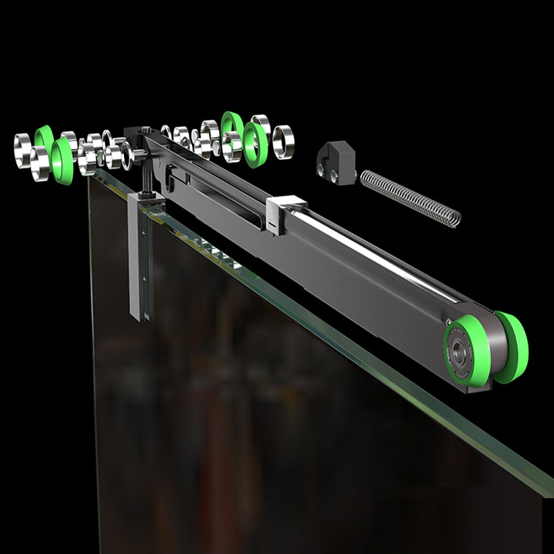 Narrow Edge Semi Frameless Shower Door Tempered Glass Single Sliding Shower Door Clearhalo 'Bathroom Remodel & Bathroom Fixtures' 'Home Improvement' 'home_improvement' 'home_improvement_shower_tub_doors' 'Shower and Tub Doors' 'shower_tub_doors' 'Showers & Bathtubs' 7128034