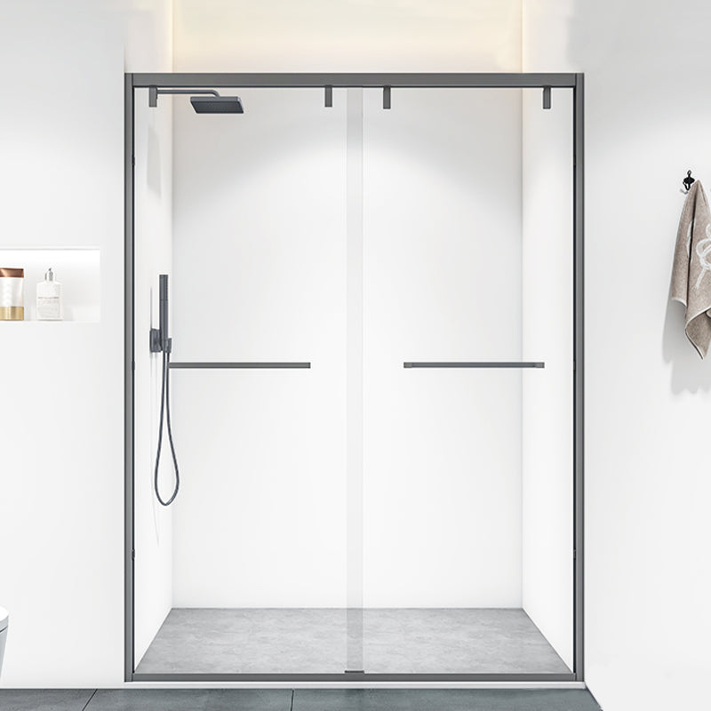 Bypass Semi Frameless Shower Door Tempered Glass Shower Door in Black 63"L x 79"H Door Seal Included Clearhalo 'Bathroom Remodel & Bathroom Fixtures' 'Home Improvement' 'home_improvement' 'home_improvement_shower_tub_doors' 'Shower and Tub Doors' 'shower_tub_doors' 'Showers & Bathtubs' 7128068