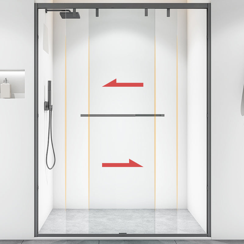 Bypass Semi Frameless Shower Door Tempered Glass Shower Door in Black Clearhalo 'Bathroom Remodel & Bathroom Fixtures' 'Home Improvement' 'home_improvement' 'home_improvement_shower_tub_doors' 'Shower and Tub Doors' 'shower_tub_doors' 'Showers & Bathtubs' 7128069