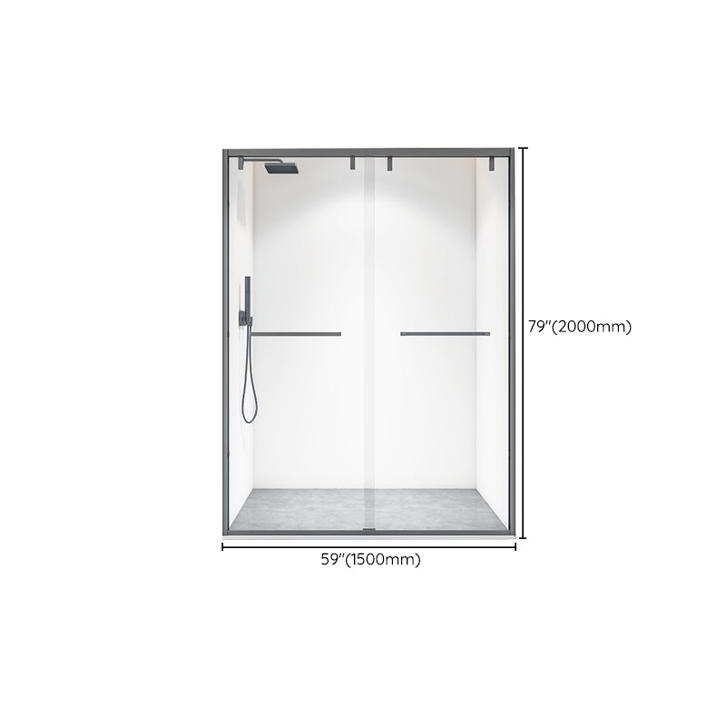 Bypass Semi Frameless Shower Door Tempered Glass Shower Door in Black Clearhalo 'Bathroom Remodel & Bathroom Fixtures' 'Home Improvement' 'home_improvement' 'home_improvement_shower_tub_doors' 'Shower and Tub Doors' 'shower_tub_doors' 'Showers & Bathtubs' 7128087