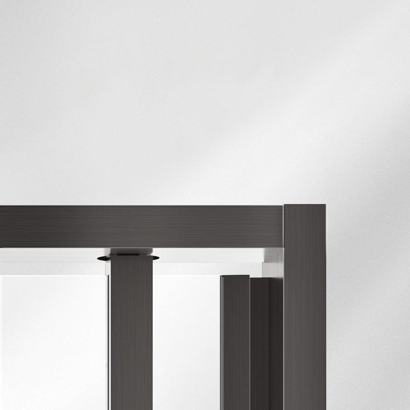 Black Full Frame One-line Pivot Door, Tempered Glass Shower Door Clearhalo 'Bathroom Remodel & Bathroom Fixtures' 'Home Improvement' 'home_improvement' 'home_improvement_shower_tub_doors' 'Shower and Tub Doors' 'shower_tub_doors' 'Showers & Bathtubs' 7128094