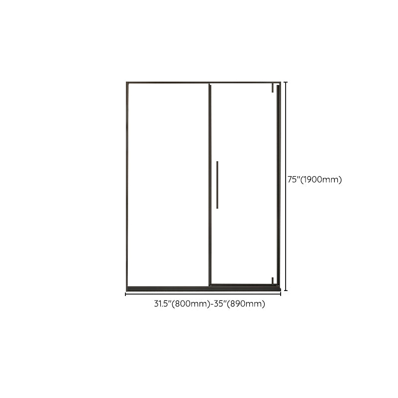 Black Full Frame One-line Pivot Door, Tempered Glass Shower Door Clearhalo 'Bathroom Remodel & Bathroom Fixtures' 'Home Improvement' 'home_improvement' 'home_improvement_shower_tub_doors' 'Shower and Tub Doors' 'shower_tub_doors' 'Showers & Bathtubs' 7128106