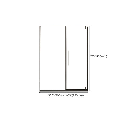 Black Full Frame One-line Pivot Door, Tempered Glass Shower Door Clearhalo 'Bathroom Remodel & Bathroom Fixtures' 'Home Improvement' 'home_improvement' 'home_improvement_shower_tub_doors' 'Shower and Tub Doors' 'shower_tub_doors' 'Showers & Bathtubs' 7128107