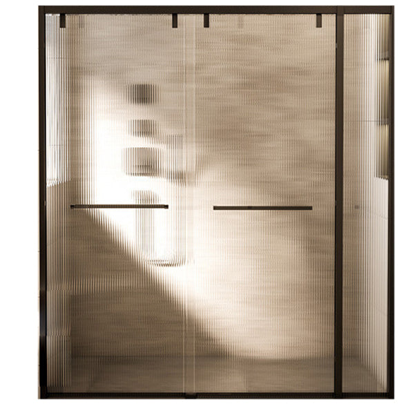 Double Sliding Shower Doors Black Tempered Glass Shower Bath Door Clearhalo 'Bathroom Remodel & Bathroom Fixtures' 'Home Improvement' 'home_improvement' 'home_improvement_shower_tub_doors' 'Shower and Tub Doors' 'shower_tub_doors' 'Showers & Bathtubs' 7128141