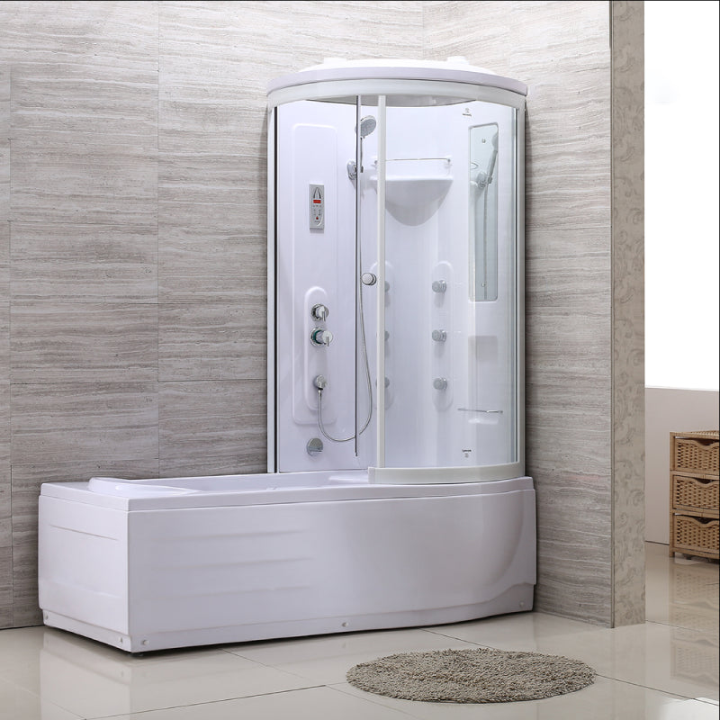 Rounded Tub & Shower Kit Clear Tempered Glass Tub & Shower Kit with Base Kit Right Clearhalo 'Bathroom Remodel & Bathroom Fixtures' 'Home Improvement' 'home_improvement' 'home_improvement_shower_stalls_enclosures' 'Shower Stalls & Enclosures' 'shower_stalls_enclosures' 'Showers & Bathtubs' 7128524