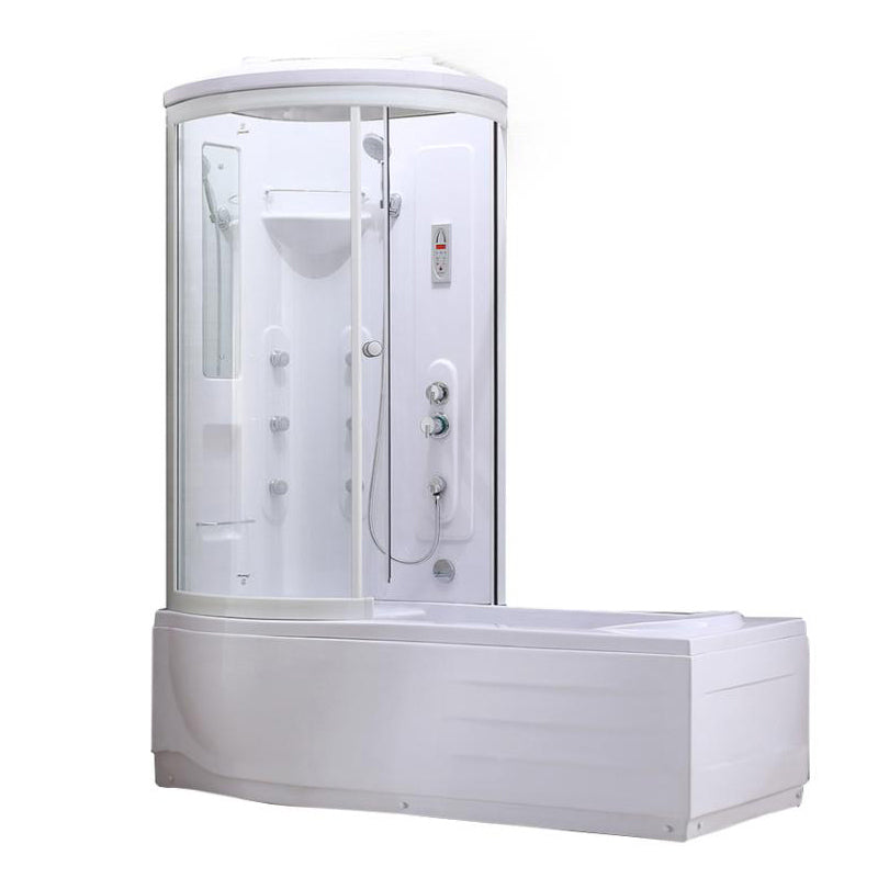 Rounded Tub & Shower Kit Clear Tempered Glass Tub & Shower Kit with Base Kit Clearhalo 'Bathroom Remodel & Bathroom Fixtures' 'Home Improvement' 'home_improvement' 'home_improvement_shower_stalls_enclosures' 'Shower Stalls & Enclosures' 'shower_stalls_enclosures' 'Showers & Bathtubs' 7128527