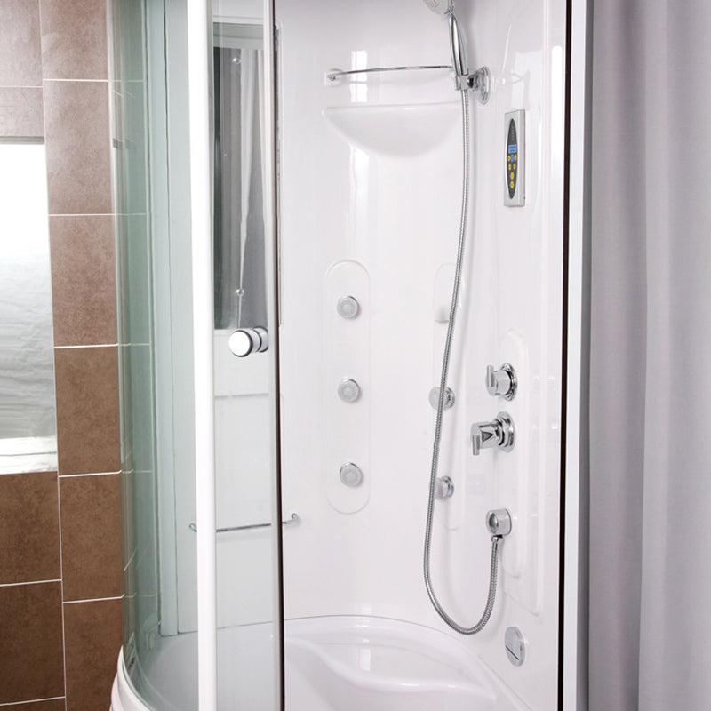 Rounded Tub & Shower Kit Clear Tempered Glass Tub & Shower Kit with Base Kit Clearhalo 'Bathroom Remodel & Bathroom Fixtures' 'Home Improvement' 'home_improvement' 'home_improvement_shower_stalls_enclosures' 'Shower Stalls & Enclosures' 'shower_stalls_enclosures' 'Showers & Bathtubs' 7128530