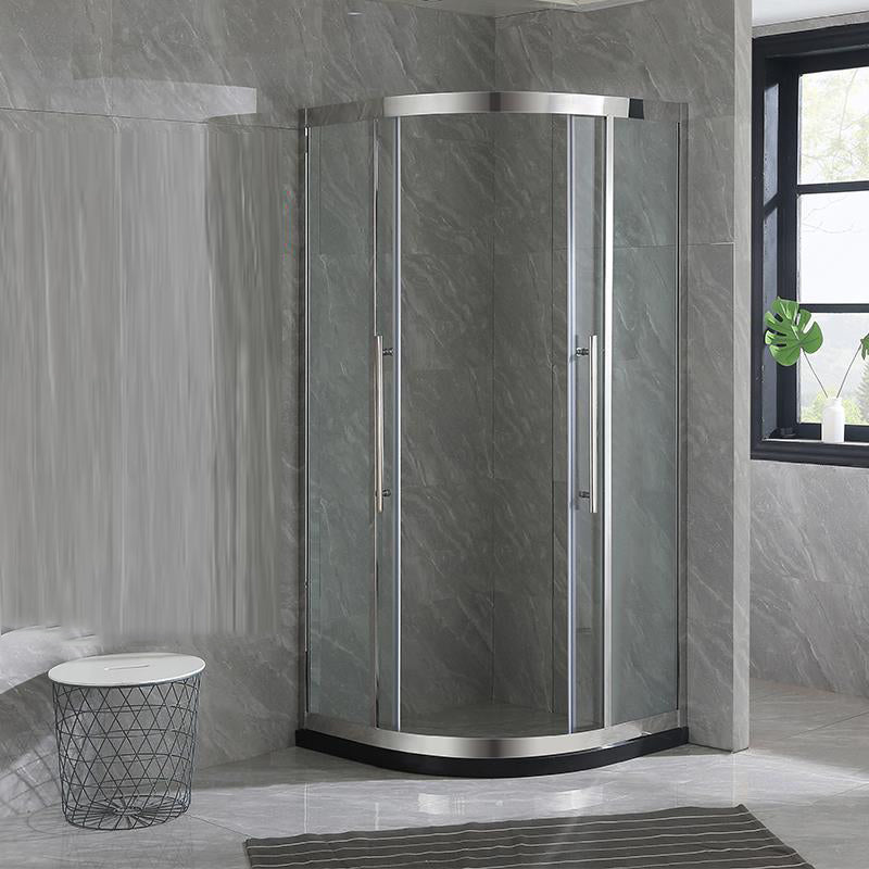 Round Stainless Steel Shower Enclosure Easy Clean Glass Shower Stall Silver Clearhalo 'Bathroom Remodel & Bathroom Fixtures' 'Home Improvement' 'home_improvement' 'home_improvement_shower_stalls_enclosures' 'Shower Stalls & Enclosures' 'shower_stalls_enclosures' 'Showers & Bathtubs' 7128540