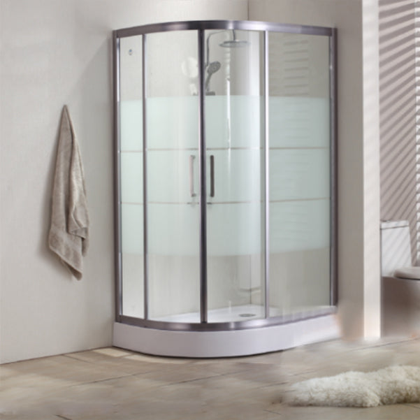 Round Shower Kit Double Sliding Tempered Glass Shower Enclosure Clearhalo 'Bathroom Remodel & Bathroom Fixtures' 'Home Improvement' 'home_improvement' 'home_improvement_shower_stalls_enclosures' 'Shower Stalls & Enclosures' 'shower_stalls_enclosures' 'Showers & Bathtubs' 7128604