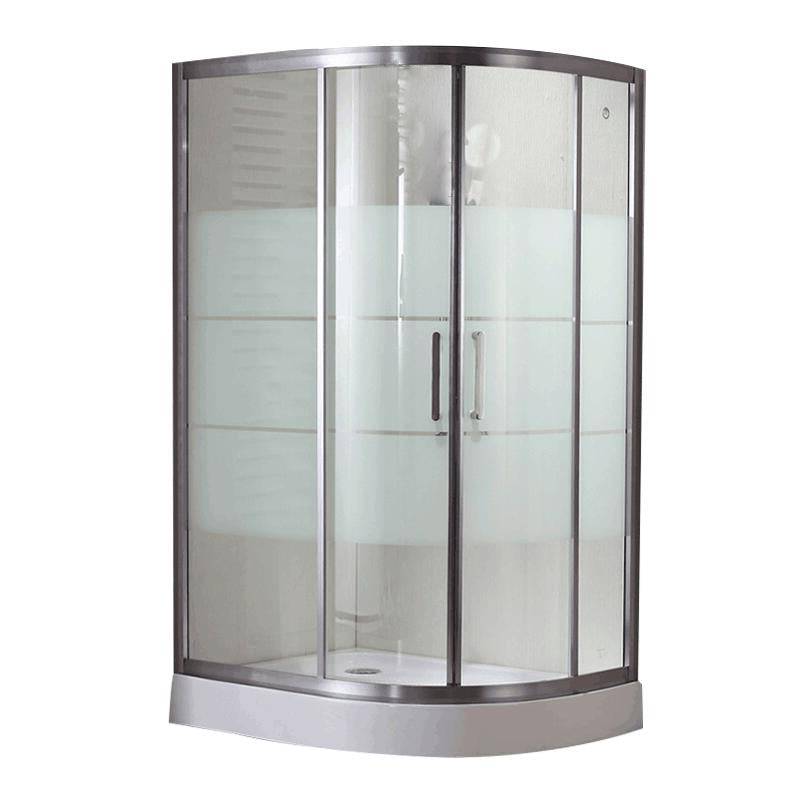 Round Shower Kit Double Sliding Tempered Glass Shower Enclosure Right Clearhalo 'Bathroom Remodel & Bathroom Fixtures' 'Home Improvement' 'home_improvement' 'home_improvement_shower_stalls_enclosures' 'Shower Stalls & Enclosures' 'shower_stalls_enclosures' 'Showers & Bathtubs' 7128605