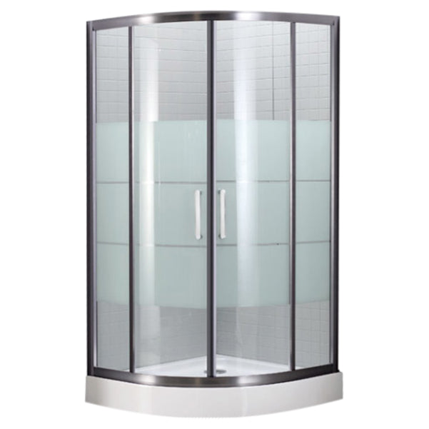 Round Shower Kit Double Sliding Tempered Glass Shower Enclosure Symmetrical Clearhalo 'Bathroom Remodel & Bathroom Fixtures' 'Home Improvement' 'home_improvement' 'home_improvement_shower_stalls_enclosures' 'Shower Stalls & Enclosures' 'shower_stalls_enclosures' 'Showers & Bathtubs' 7128606