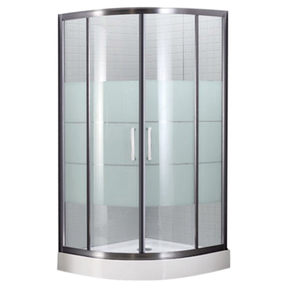 Round Shower Kit Double Sliding Tempered Glass Shower Enclosure Symmetrical Clearhalo 'Bathroom Remodel & Bathroom Fixtures' 'Home Improvement' 'home_improvement' 'home_improvement_shower_stalls_enclosures' 'Shower Stalls & Enclosures' 'shower_stalls_enclosures' 'Showers & Bathtubs' 7128606