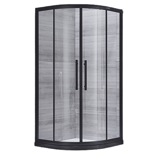 Neo-round Double Sliding Shower Enclosure Black Frame Shower Kit 0.3125" Clearhalo 'Bathroom Remodel & Bathroom Fixtures' 'Home Improvement' 'home_improvement' 'home_improvement_shower_stalls_enclosures' 'Shower Stalls & Enclosures' 'shower_stalls_enclosures' 'Showers & Bathtubs' 7128625