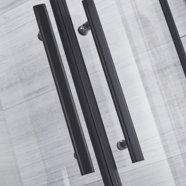 Neo-round Double Sliding Shower Enclosure Black Frame Shower Kit Clearhalo 'Bathroom Remodel & Bathroom Fixtures' 'Home Improvement' 'home_improvement' 'home_improvement_shower_stalls_enclosures' 'Shower Stalls & Enclosures' 'shower_stalls_enclosures' 'Showers & Bathtubs' 7128626