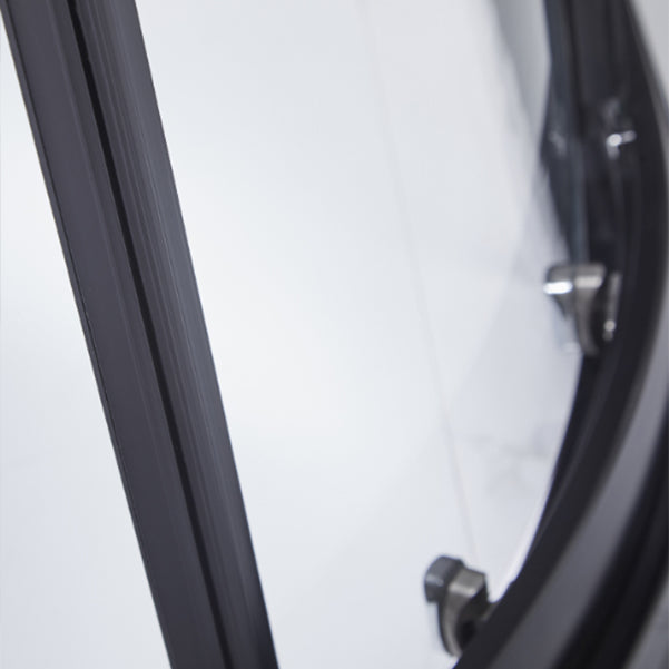 Neo-round Double Sliding Shower Enclosure Black Frame Shower Kit Clearhalo 'Bathroom Remodel & Bathroom Fixtures' 'Home Improvement' 'home_improvement' 'home_improvement_shower_stalls_enclosures' 'Shower Stalls & Enclosures' 'shower_stalls_enclosures' 'Showers & Bathtubs' 7128627