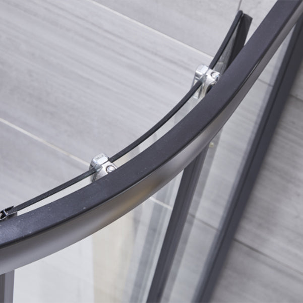 Neo-round Double Sliding Shower Enclosure Black Frame Shower Kit Clearhalo 'Bathroom Remodel & Bathroom Fixtures' 'Home Improvement' 'home_improvement' 'home_improvement_shower_stalls_enclosures' 'Shower Stalls & Enclosures' 'shower_stalls_enclosures' 'Showers & Bathtubs' 7128630