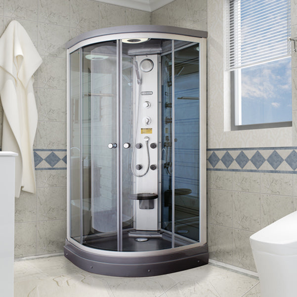 Clear Tempered Glass Shower Stall Round Shower Stall with Base Kit Clearhalo 'Bathroom Remodel & Bathroom Fixtures' 'Home Improvement' 'home_improvement' 'home_improvement_shower_stalls_enclosures' 'Shower Stalls & Enclosures' 'shower_stalls_enclosures' 'Showers & Bathtubs' 7128649