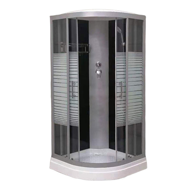 Double Sliding Rounded Shower Stall Frosted Tempered Glass Shower Kit 35.4"L x 35.4"W x 80.7"H Design 3 Clearhalo 'Bathroom Remodel & Bathroom Fixtures' 'Home Improvement' 'home_improvement' 'home_improvement_shower_stalls_enclosures' 'Shower Stalls & Enclosures' 'shower_stalls_enclosures' 'Showers & Bathtubs' 7128660